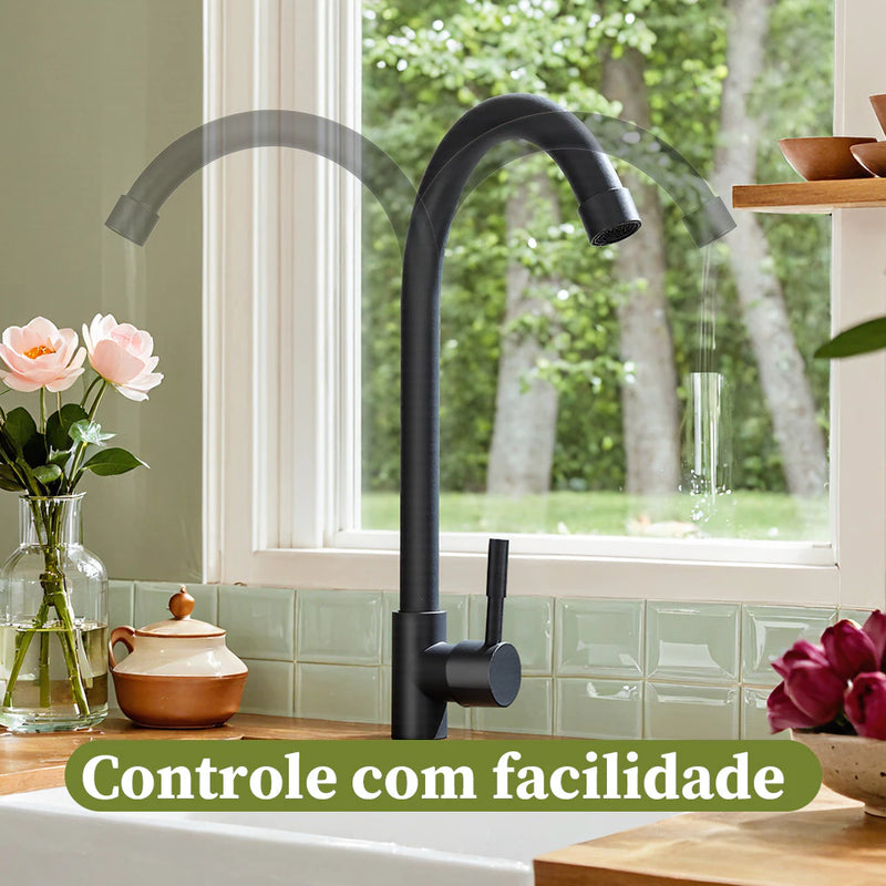 Heemli torneira de cozinha inox monocomando preto rotativa 360 ° Arejador Econômico Antirrespingos Saída Água Fria Únic