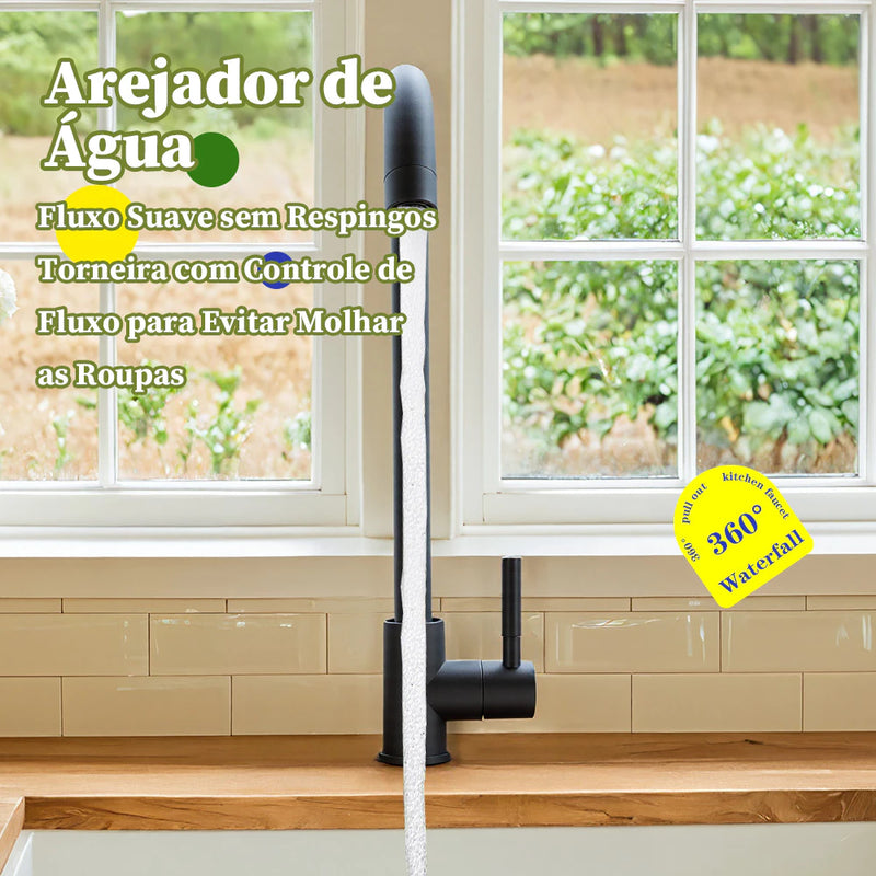 Heemli torneira de cozinha inox monocomando preto rotativa 360 ° Arejador Econômico Antirrespingos Saída Água Fria Únic