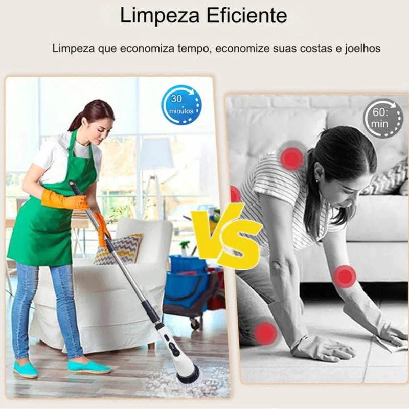 Esfregão Elétrico 9 Em 1 Sem fio Escova De Limpeza Pesada Multiuso 360 Recarregável Giratória