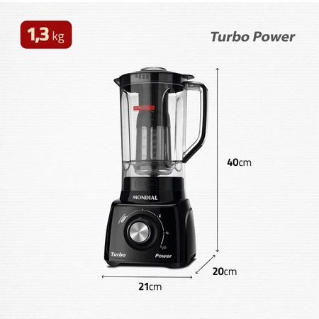 Liquidificador 3 velocidades Turbo Power preto