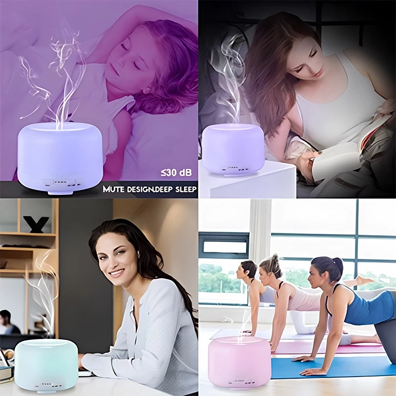 500ML Umidificador Difusor Aromatizador Luz LED De 7 Cores Com Controle Remoto