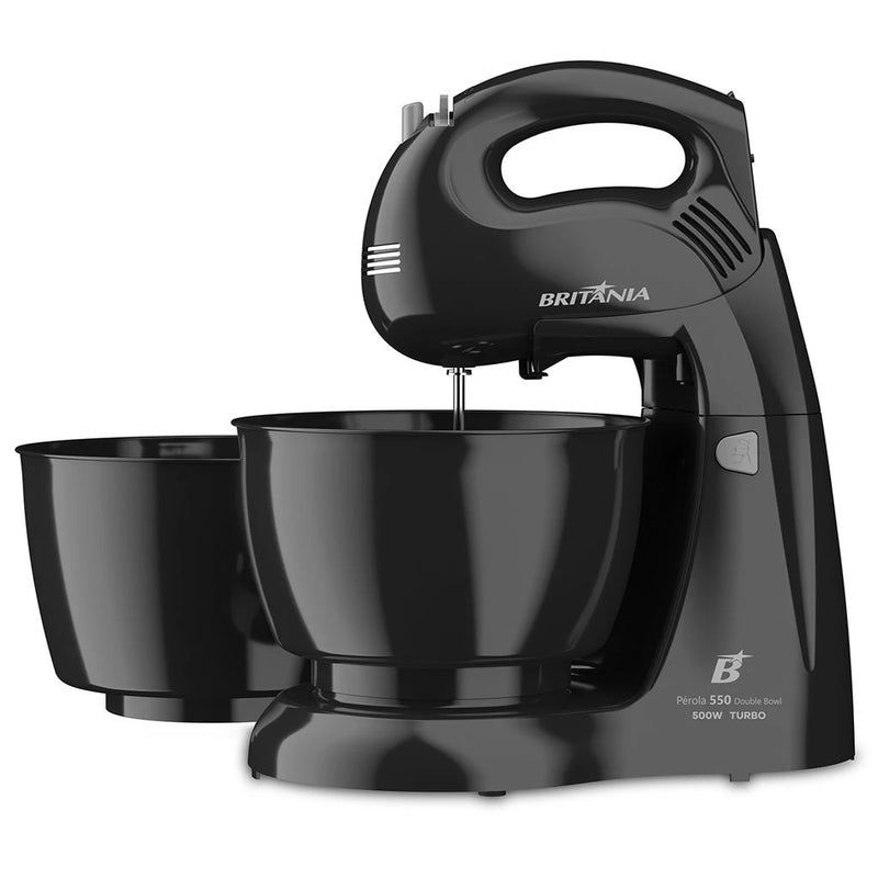 Batedeira Britânia Perola 550 Turbo Double Bowl Preta 500W