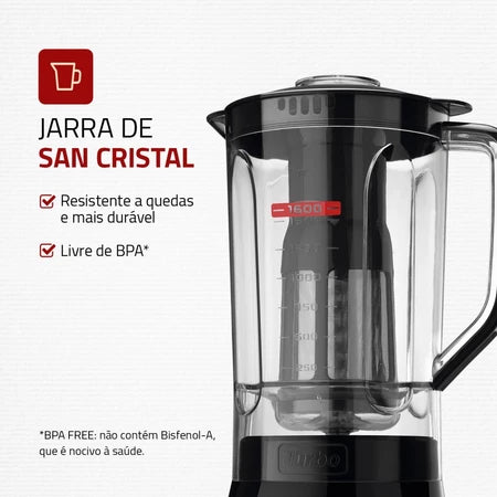 Liquidificador 3 velocidades Turbo Power preto