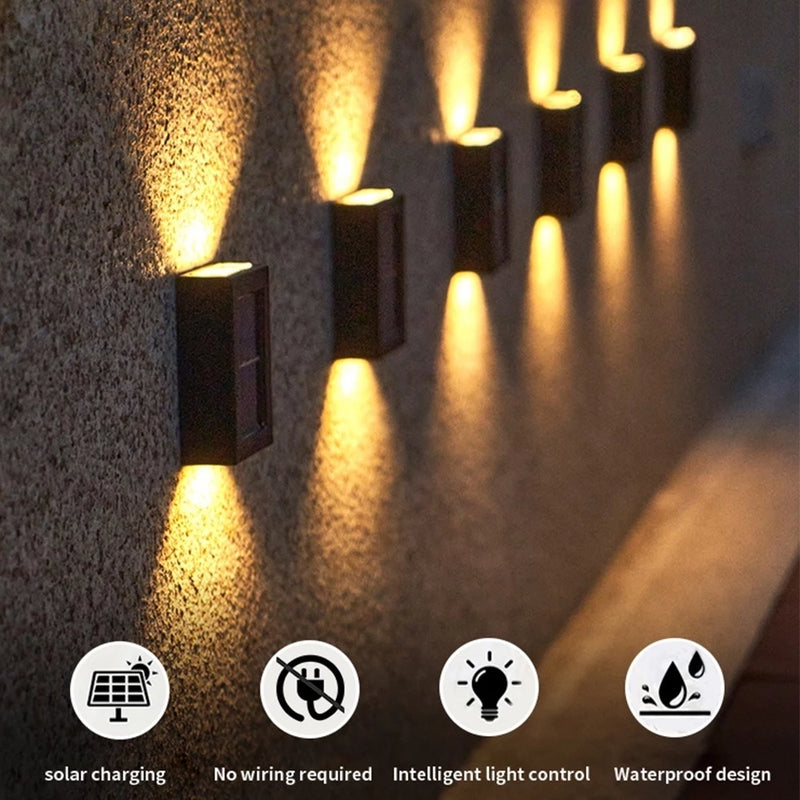 Kit Luminária Solar De Parede À Prova D'água Para Jardim Muro E Varanda Led Spot