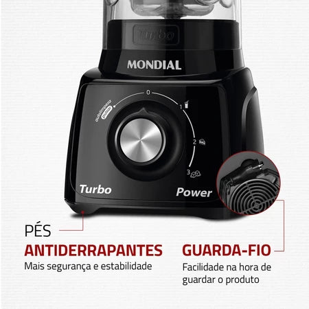 Liquidificador 3 velocidades Turbo Power preto