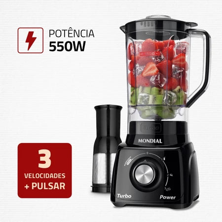 Liquidificador 3 velocidades Turbo Power preto