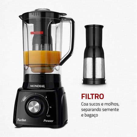 Liquidificador 3 velocidades Turbo Power preto
