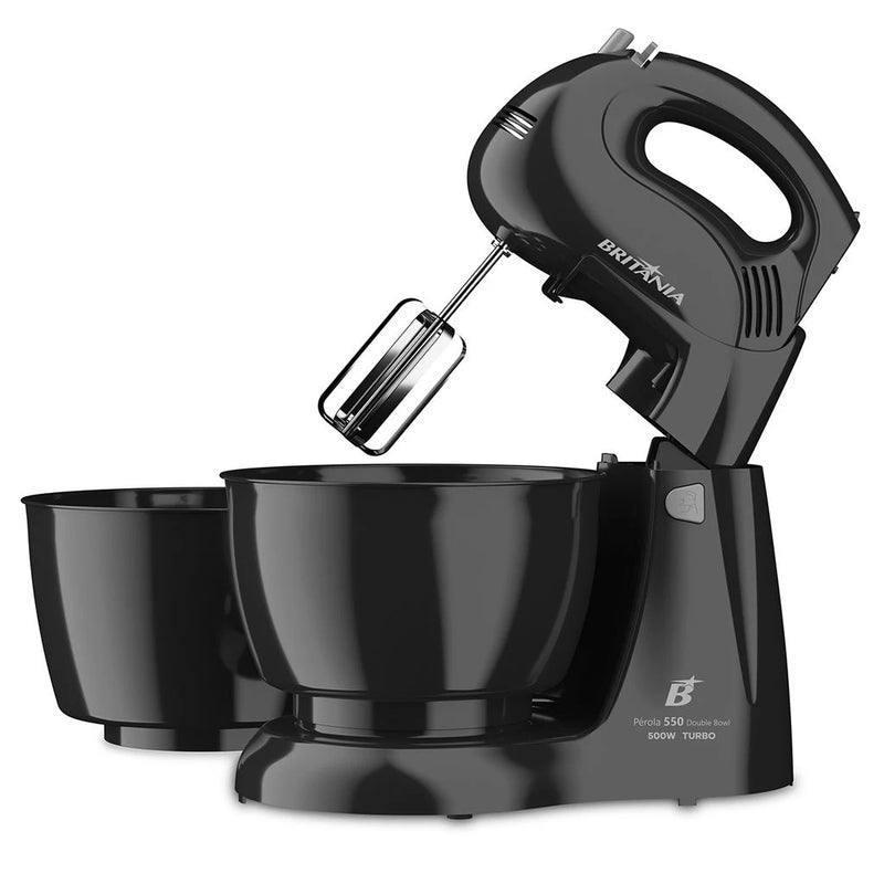 Batedeira Britânia Perola 550 Turbo Double Bowl Preta 500W