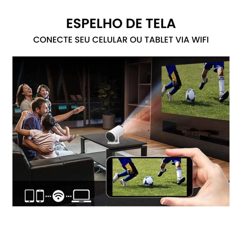 Projetor Wi-fi lançamento Portátil com Android HDMI Smart Cinema Hy300 4k HD