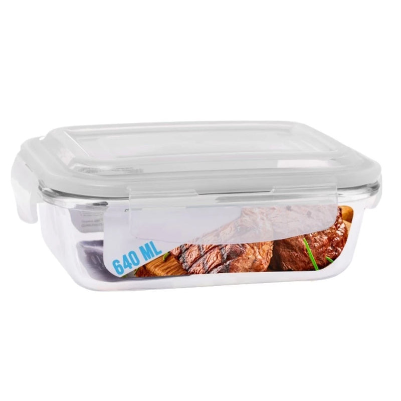 Conjunto 10 Potes 640ml Vidro Hermético 4 Travas Marmita