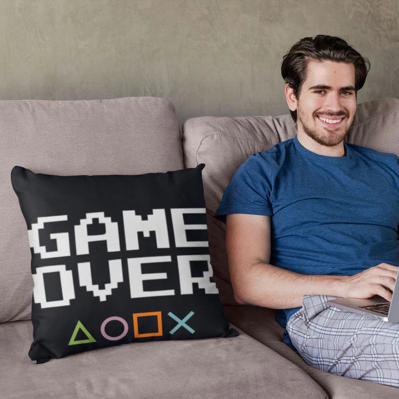 Kit 4 Almofadas Cheias Decorativas Enchimento de Silicone 45x45cm Game Over