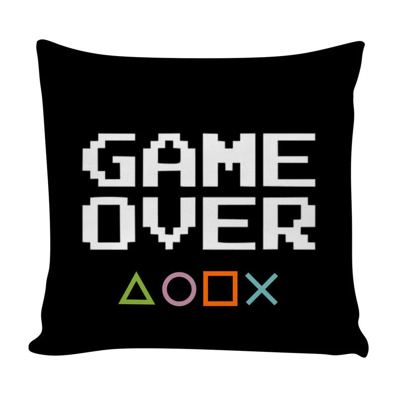 Kit 4 Almofadas Cheias Decorativas Enchimento de Silicone 45x45cm Game Over